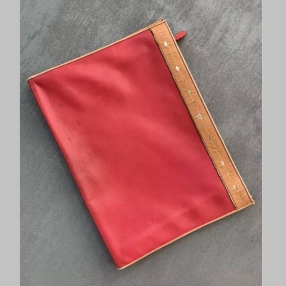 VTG PRADA Gold-leaf Trimmed Italian Leather Pouch